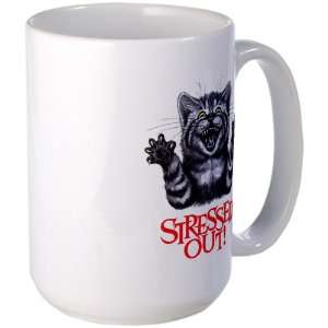    Large Mug Coffee Drink Cup Stressed Out Cat: Everything Else
