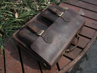 MENS Vintage Leather MESSENGER SHOULDER BAG BRIEFCASE  