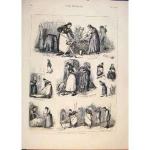   Female Labour Germany Sweepers Street Old Print 1876