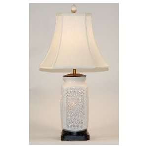  Cut White Porcelain Table Lamp with Night Light: Home 