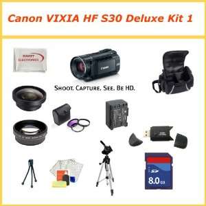  Canon VIXIA HF S30 Flash Memory Camcorder w/ with 3 Extra 