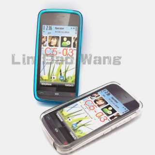   Soft Plastic Case Pouch + LCD Screen Protector Film For Nokia C5 03