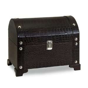   and Silver Studded Crocodile Textured Storage Trunk