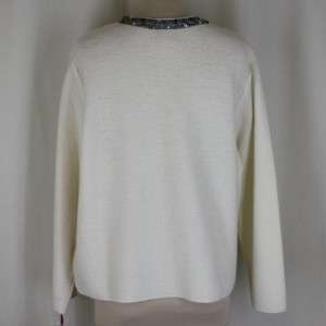 Ruby Rd Cream Black Silver Glitter Cardigan Sweater NWT  