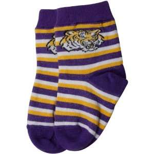   LSU Tigers Infant Sport Stripe Socks   Purple Gold