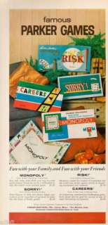 1962 Monopoly Risk Sorry Parker Brothers Games Promo Ad  