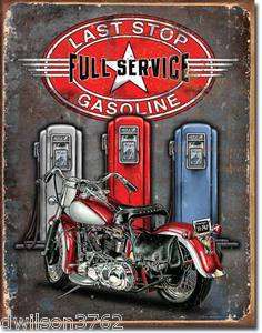 Old Gas Pump Service Station Motorcycle Harley USA Bike Garage Picture 