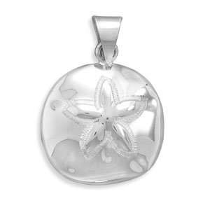   Sterling Silver 38mm X 32mm Sand Dollar Pendant Bale Is 8mm Charm
