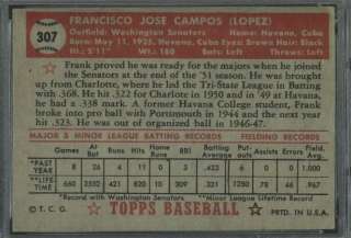 1952 Topps 307 BLK Star Frank Campos PSA 4 (0739)  