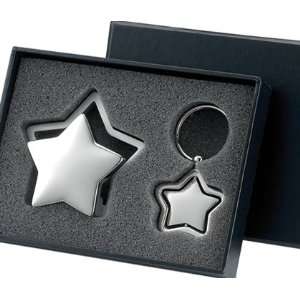  Silver Star   Desk Top Metal Name Card Holder & Star Frame 