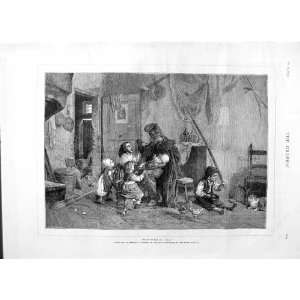  1875 FAMILY HOME CHILDREN FATHER FOOD CHICKEN CAT