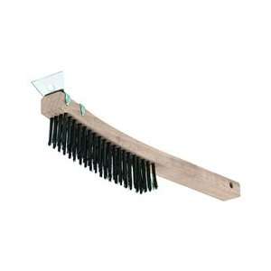  Shoe Handle Brush with 4 x 16 Rows of Fine Brass Wire 
