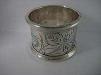 GORGEOUS STERLING VICTORIAN NAPKIN RING ENGRAVED STRAWBERRY PATTERN 37 