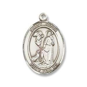 St. Roch Sterling Silver Medal with 18 Sterling Chain Patron Saint of 