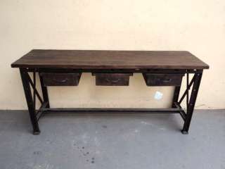 Great French Country iron & wood console table # 07126  