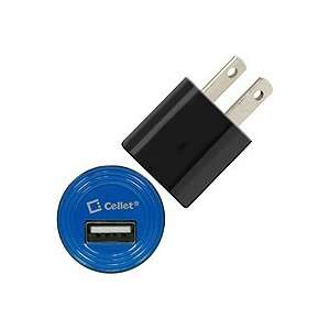  Cellet Blue Travel & Home Charger W/ USB Port   800mAh 