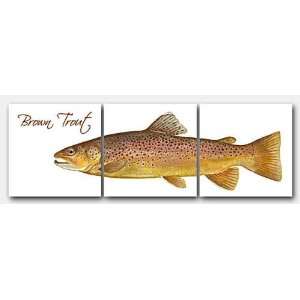  Brown Trout by Duane Raver, ceramic tiled mural 12.75 x 4 