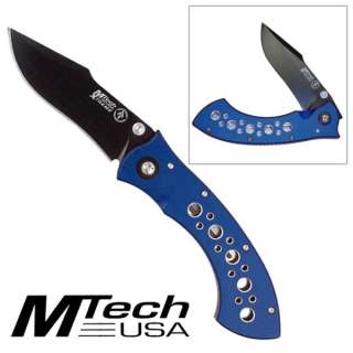 MTech Xtreme Hombre Folding Knife BLUE Aluminum Handle  