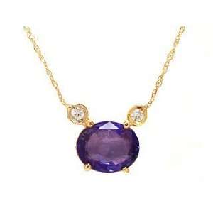   Gold Diamond & Ceylon Sapphire Pendant Necklace Ct.tw 2.30: Jewelry
