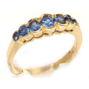  18K Yellow Gold Womens Ceylon Sapphire Anniversary Eternity Ring 