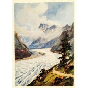 : 1907 Print Mer de Glace Chamonix France Mont Blanc Glacier Mountain 