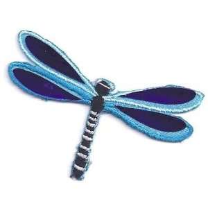  Dragonfly, Blue Shades w/Sparkle  Iron On Embroidered 