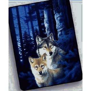  Biederlack W4903 Forest Friends Wolves Throw Blanket   60 