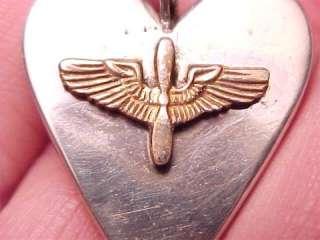 WWII US ARMY AIR CORPS WINGS INSG SWEETHEART PENDANT  