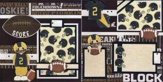 SCORE ~ FOOTBALL paper piecing scrapbooking 2 premade 12x12 pages 