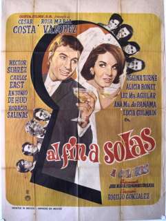102 Al Fin a Solas, Original Mexican Poster Cesar Costa  