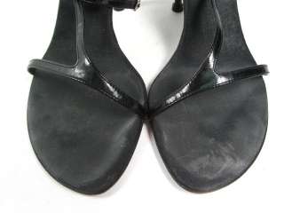 SERGIO ROSSI Black Patent Sandals Pumps Heels Size 38  