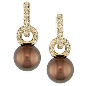  14k Gold 1ct TDW Brown Tahitian Pearl Earrings Jewelry