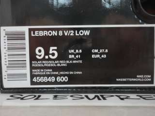 Nike LEBRON 8 V/2 Low miami nights 6 7 9 SOLAR RED 9.5  
