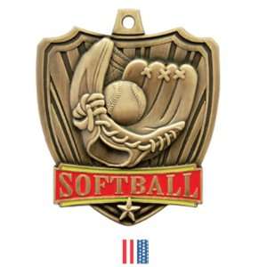  Custom Hasty Awards 2.5 Shield Softball Medals GOLD MEDAL 