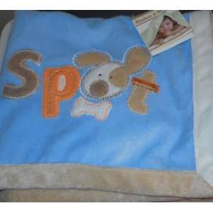    Blankets and Beyond Soft Blue Plush Spot Puppy Blanket: Baby