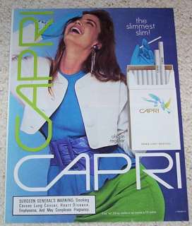 1988 CAPRI slim Cigarettes   sexy girl smoking PRINT AD  