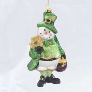   Irish Leprechaun Snowman Glass Christmas Ornamnents 6