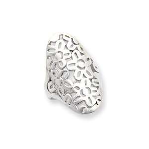   Silver Flower Cut Out Full Finger Ring   Size 8   JewelryWeb Jewelry