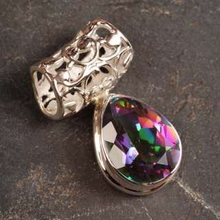 925 Silver Faceted MYSTIC TOPAZ Gem Pendant 1 1/8 (29mm) ~ Up to 46 