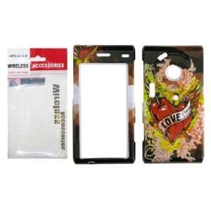 : Black Snap On Cover Hard Case Cell Phone Protector with Love Tattoo 