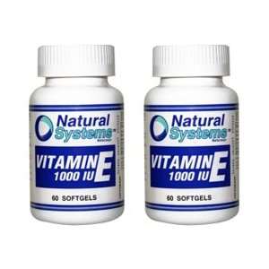   Systems 2 PACK Vitamin E 1000 IU 60 softgels Antioxidant Circulation