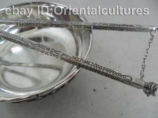   Tribal Exotic Chinese Handmade Miao Silver bowl chopsticks