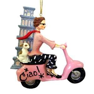 Italian Lady Ciao Leaning Tower of Pisa Christmas Ornament #W9156 