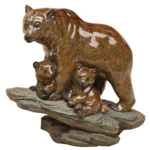   Brown Bear & Cubs Stonecast Sculpture, Big Sky Carvers: Home & Kitchen