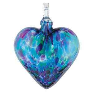  Glass Eye Studio Blue Mosaic Hand Blown Glass Heart 