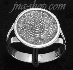Sterling Silver Aztec Sun Calendar Ring Split Shank (Sizes 5 9, your 