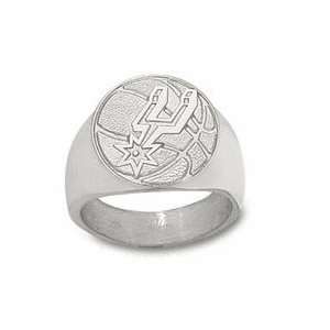   Logo Basketball Mens Ring   Sterling Silver Jewelry (Size 10 1/2