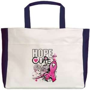  Beach Tote Navy Cancer Hope for a Cure   Pink Ribbon 