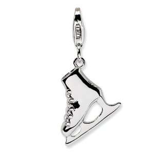   Amore La Vita Sterling Silver 3 D Ice Skate Charm with Lobster Clasp