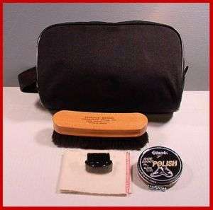 BLK. Miltary travel shoe shine kit with horsehair Brush  